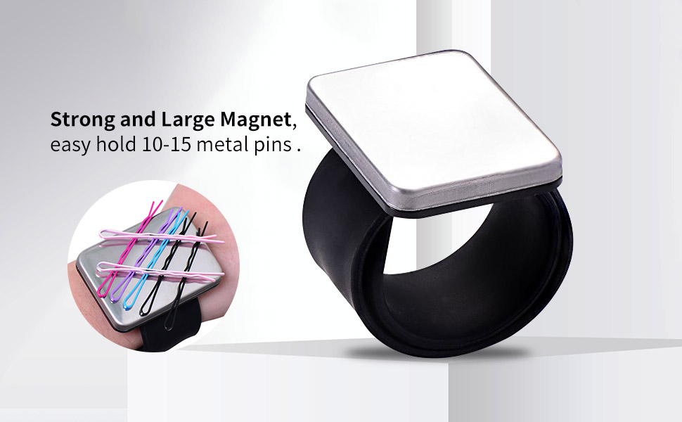 PERFEHAIR Magnetic Pin Holder for Sewing, Wrist Pin Cushion, Magnetic Pincushion, for Metal Bobby Pins and Clips, Magnetic Wristband, Magnet Needle